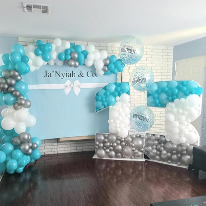 PartyWoo Teal Balloon Arch Kit - 100pcs in 5, 10, 12 Inch Sizes for Baby Showers & Birthday Parties