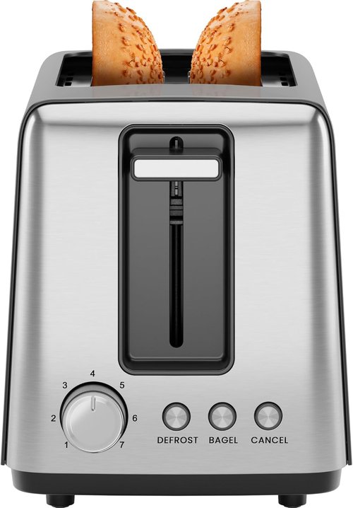 Chefman 2 Slice Toaster - 7 Shade Settings, Removable Crumb Tray, Ideal for Thick Bread & Bagels - Black