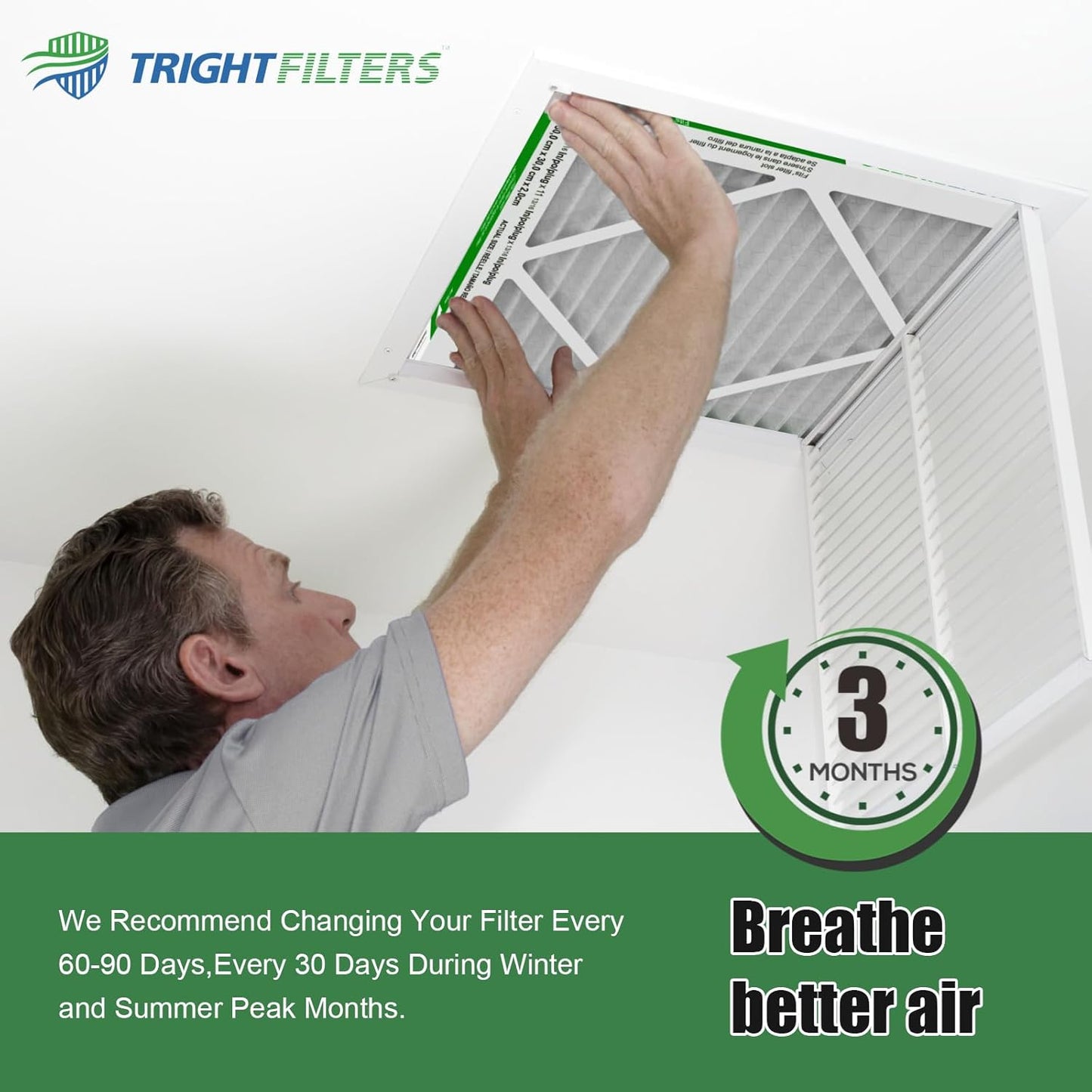 TRIGHTFILTERS 10x10x1 Air Filter - Durable MERV 8 Pleated HVAC & AC Furnace Filters | 6 Pack
