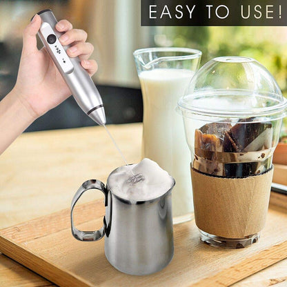 Electric Milk Frother with Double Whisks, USB Rechargeable Electric Foam Maker, 2 in 1 Hand-held Battery Operated Milk Foamer for Coffee, Latte, Cappuccino, Egg Whipping(Silver)