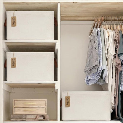 CHICVITA Storage Baskets - Modern Closet Organizers in Beige | 2-Pack, 16.75" L x 11" W x 9.75" H