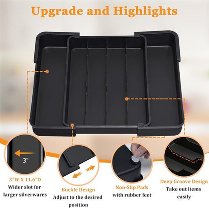 Homecor Silverware Organizer - Expandable Utensil Holder for Kitchen Drawers | BPA-Free Flatware Tray