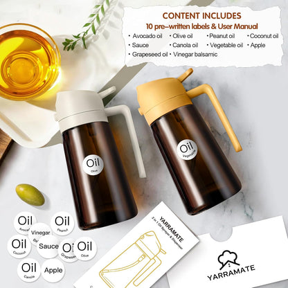 YARRAMATE Light Blocking Oil Sprayer - 16oz Food-Grade Olive Oil Dispenser Bottle | Dark Amber Glass for Kitchen & BBQ