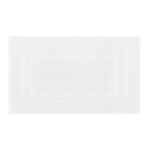 Mrs Awesome Soft 100% Cotton Bath Mat with Hot-melt Non-Slip Backing, 20" x 32" Comfortable & Absorbent Washable Textured Woven Rug for Bathroom, White