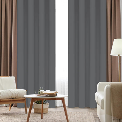 Tititex Solid Dark Grey Blackout Curtains - 84 Inch Long Thermal Insulated Drapes | 2 Panel Set for Bedroom & Living Room