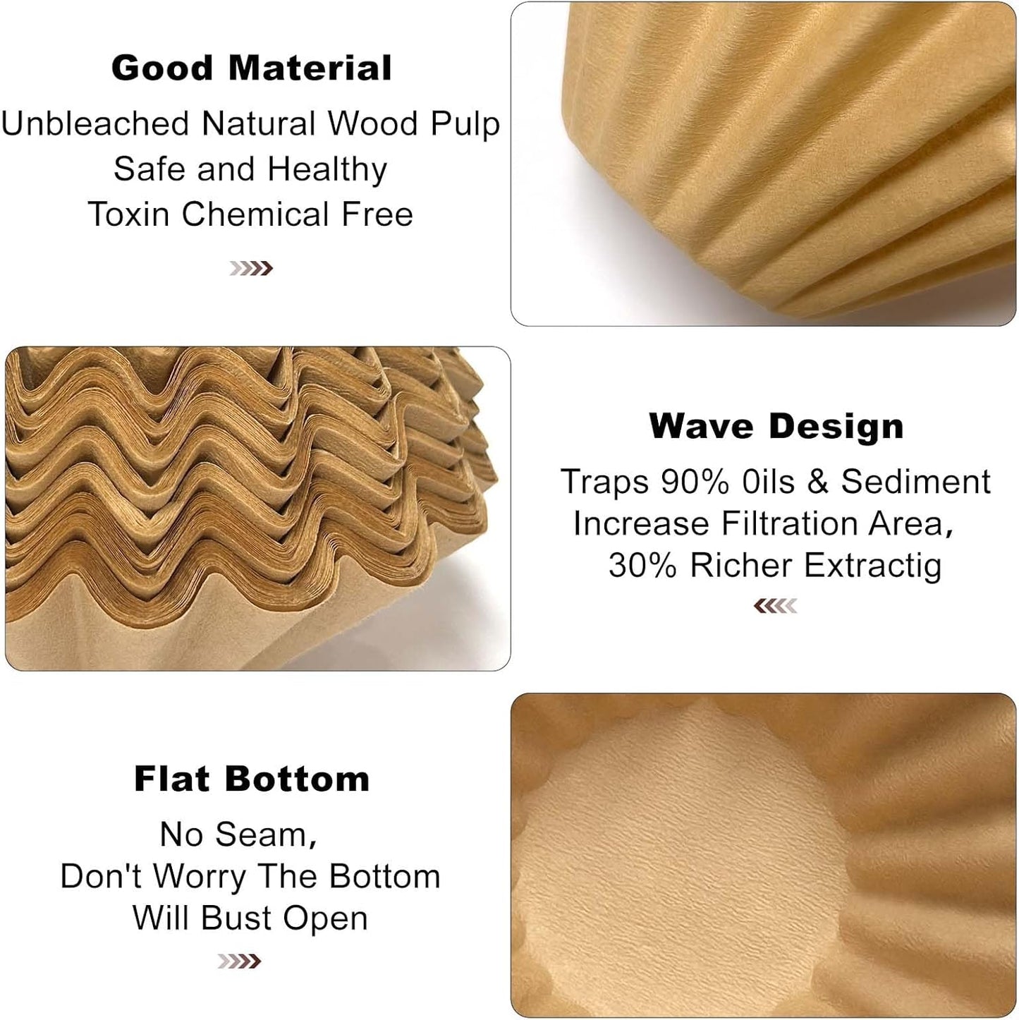 Skiennix 5 Cup Coffee Filters - 100 Count Unbleached Natural Paper for Pour Over Coffee Makers | Brown