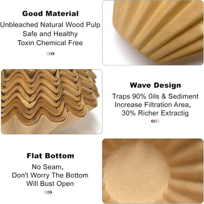 Skiennix 5 Cup Coffee Filters - 100 Count Unbleached Natural Paper for Pour Over Coffee Makers | Brown