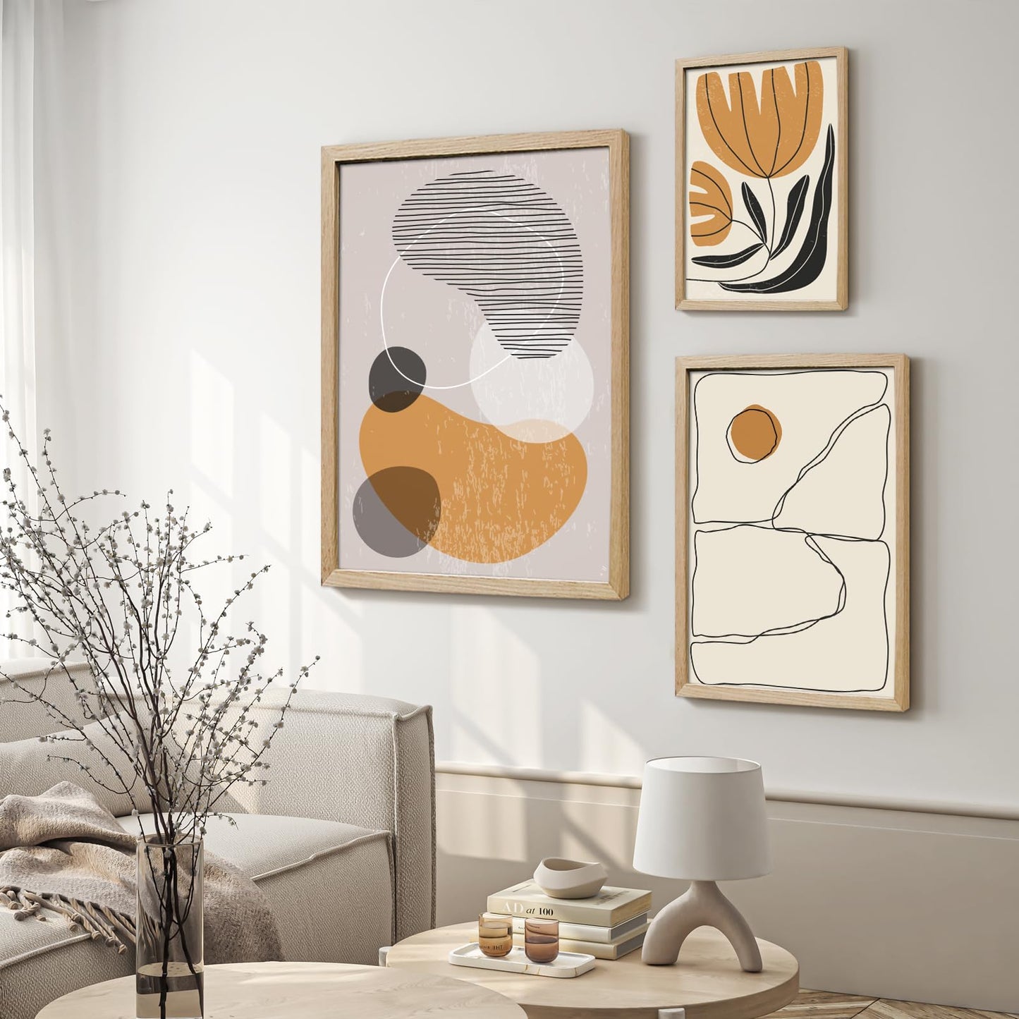 QTART 18X24 Picture Frame, 18x24 Frame Natural Oak Wood Poster Frame for Photo Wall Mounting Tabletop Display, 3pack 18 by 24 Picture Frames