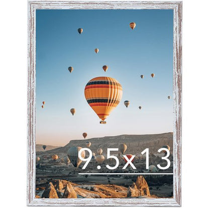 JCJMY 9.5x13 Picture Frame Rustic White for Wall Hanging, Wall Mounting Horizontally or Vertically, 9.5 x 13 Wall Gallery Poster Photo Frame with Shatter Resistant Plexiglass, Rustic White
