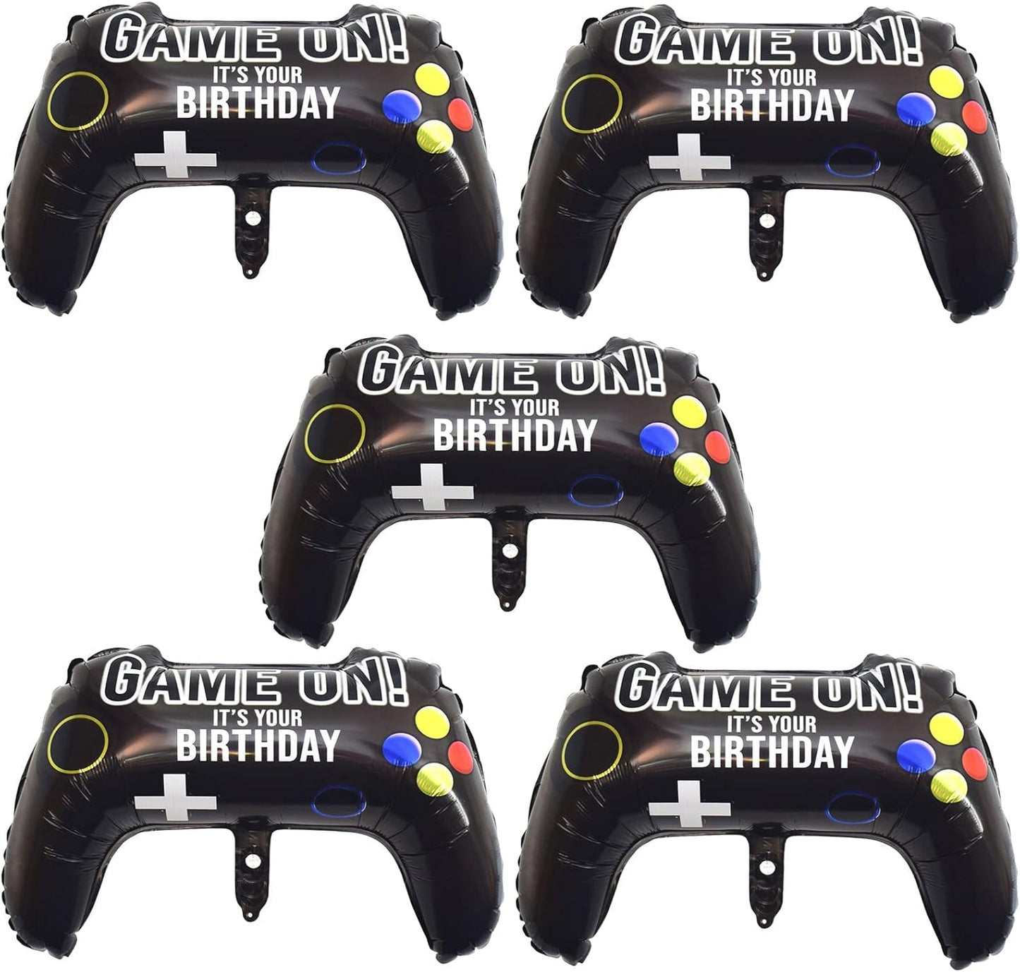 Skiennix Video Game Balloons - Giant Controller Mylar Foil Set for Kids' Birthday Party | 5 Pieces