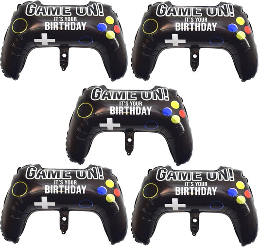 Skiennix Video Game Party Balloons - Giant Controller Mylar Foil Balloons | 5-Piece Set for Kids' Birthday Celebrations