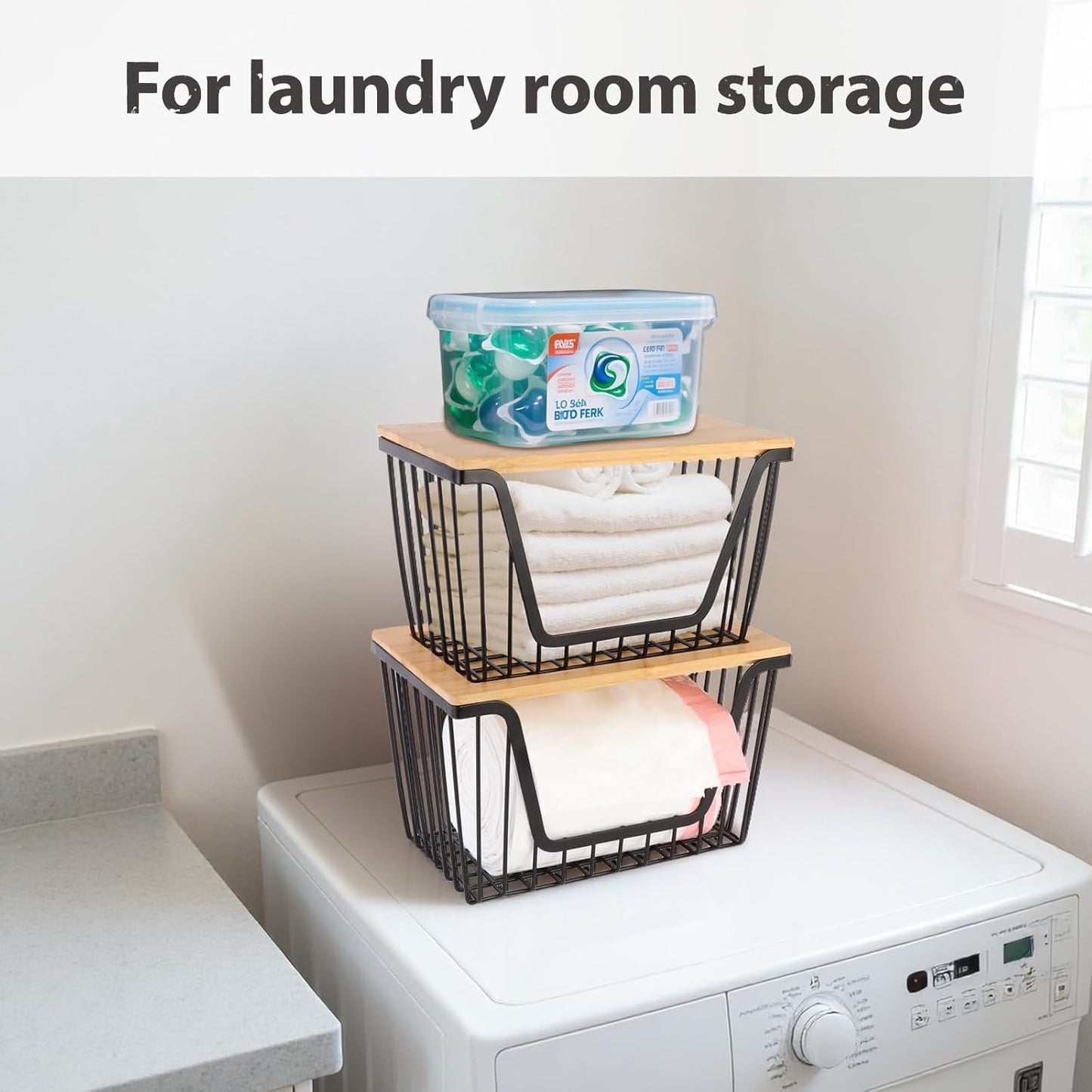 Skiennix Onion & Potato Storage Bins - Stackable Wire Organizers for Pantry | Large Capacity Baskets