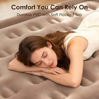 Air Mattress Queen - 18" Raised Inflatable Bed with Built-in Pump & Carry Bag for Cozy Sleepovers