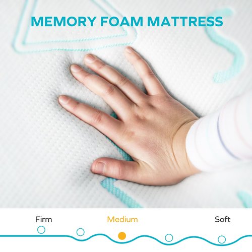 MLILY JAMA 6 Inch Kids Twin Size Mattress, Memory Foam Medium Firm, Made in The USA of US Foam and Global Materials,CertiPUR-US Certified,75x38x6,Blue