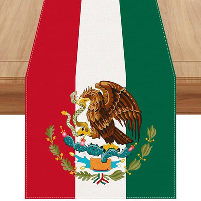 Mexican Fiesta Table Runner 13x72 inch - Day of the Dead Flag Pattern