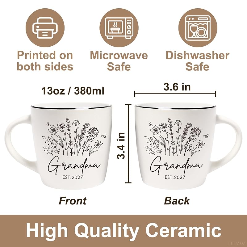 Flower-Black & White Grandparents Mug Gift for Grandma & Grandpa – 2027