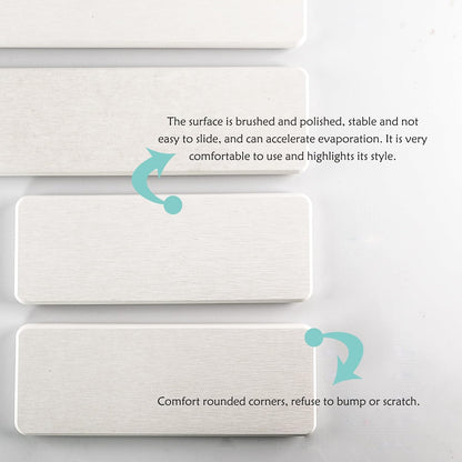 NiuYichee Water Absorbing Stone Trays - Modern Diatomite Soap Dish for Kitchen & Bathroom | 3.15" W x 8.7" L, White