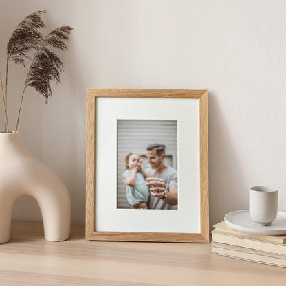 Solid Oak 8x10 Picture Frame by [Brand Name] - Elegant Photo Display with Mat for 5x7 Photos