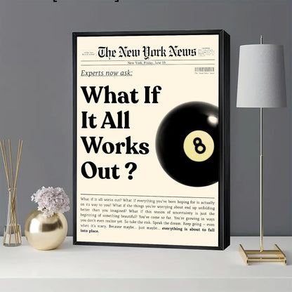 **What If It All Works Out | Black Canvas Wall Art - Inspirational Quotes & Positive Affirmations | 12x18 in**