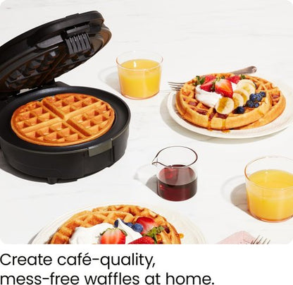 Chefman Belgian Waffle Maker - Anti-Overflow Design, Temperature Control, Nonstick Plates, Black