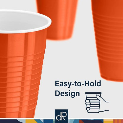 DecorRack 12 oz Orange Plastic Cups - Reusable Disposable Party Supplies (40 Count)
