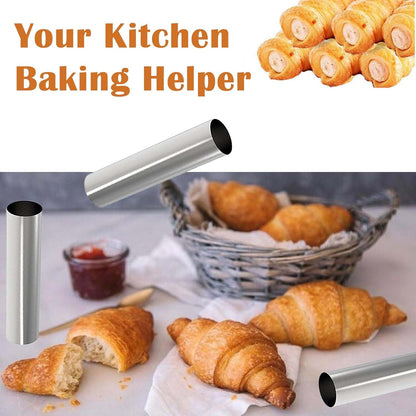Skiennix Non-Stick Cream Horn Molds - 6 Pcs Stainless Steel Cannoli Tubes, 4.92 Inch Size for Baking