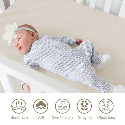 Little Grape Land Crib Sheets - Super Soft 2-Pack Fitted Sheets for Standard Crib & Toddler Mattress | Spring Flower & Beige