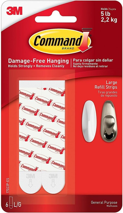 Command - Large Mounting Refill Strips | 6-Strip Pack for Strong Adhesive Hold