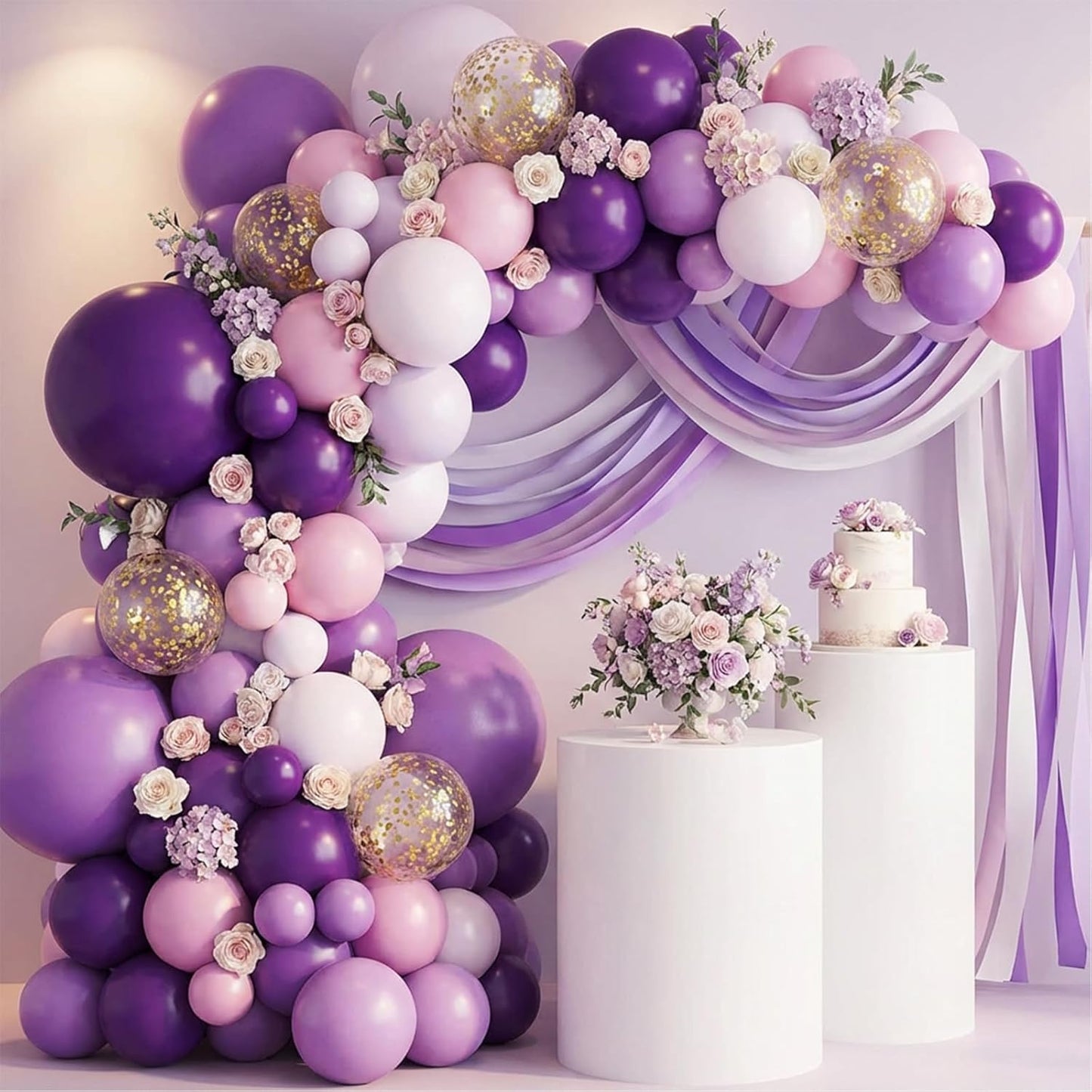 RUBFAC Dusty Purple Balloons - 129-Piece Latex Garland Kit for Weddings, Baby Showers & Birthdays | 5-18 Inch Sizes
