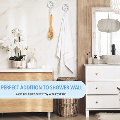 VIS'V Suction Cup Hooks - Heavy Duty Removable Shower Hooks | Clear, 2 Pcs with Wipes