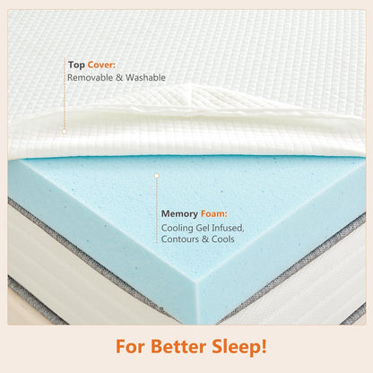 Sweetcrispy Memory Foam Mattress Topper - 3 Inch Thick Gel-Infused Cooling Pad for Full Size Bed | Removable Soft Cover, CertiPUR US Certified