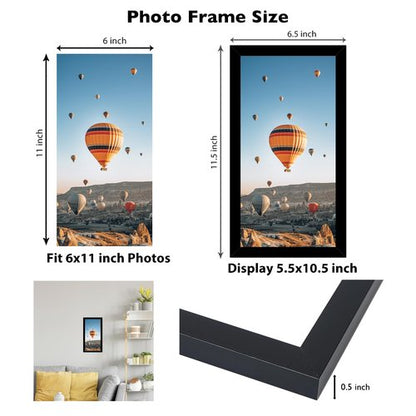 JCJMY 6x11 Picture Frame Black for Wall Hanging or Tabletop, Wall Mounting Horizontally or Vertically, 6 x 11 Wall Gallery Poster Photo Frame with Shatter Resistant Plexiglass, Black