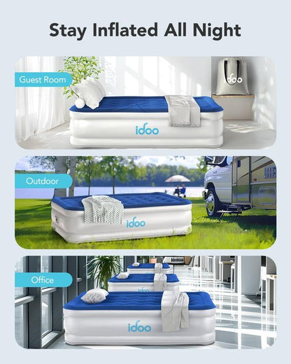 iDOO Air Mattress Full - Upgraded Inflatable Bed with Built-In Pump | Portable & Comfortable for Home or Camping