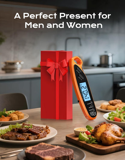 Skiennix Digital Meat Thermometer - Dual Probe Instant Read with Large Backlit Display | Perfect for BBQ, Grill, Oven, and Candy Cooking