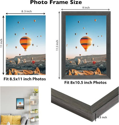 JCJMY 8.5x11 Inch Picture Frame - Silver Gray for Certificates & Photos | Horizontal & Vertical Display