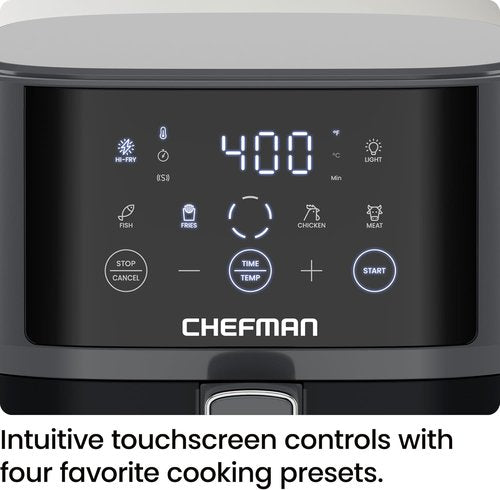 Chefman Air Fryer - 4 QT Compact Air Fryer with Hi-Fry Technology & Easy-View Window - Grey