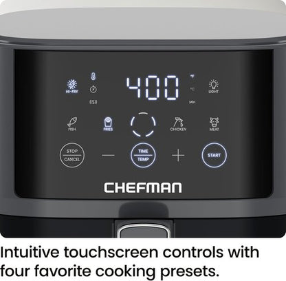 Chefman Air Fryer - 4 QT Compact Air Fryer with Hi-Fry Technology & Easy-View Window - Grey