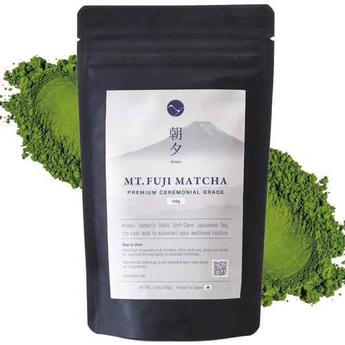 Asayu Japan Fuji Matcha Powder - Ceremonial Grade Green Tea from Mt. Fuji | 100g Pouch