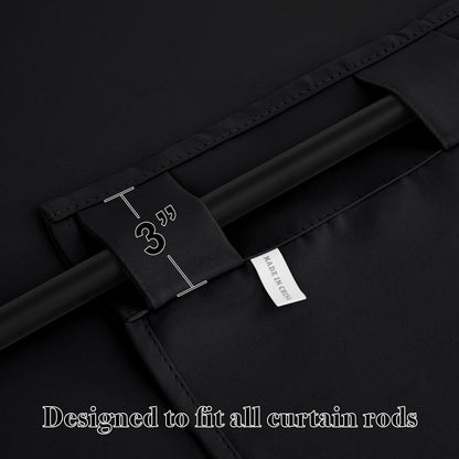 RYB HOME Short Black Curtains for Bedroom, Blackout Thermal Insulated Curtains and Drapes Small Window Treatment Privacy Shades for Kitchen Farmhouse Closet, W42 x L63 inch, 2 Panels