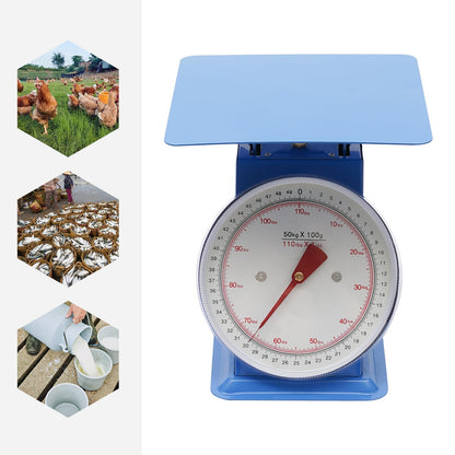 Mechanical Kitchen Scale, 110lbs Stainless Steel Mechanical Dial Scale Flat Platform Weighing Food Scale Heavy Duty Portion-Control Mechanical Scale Food Weight Scale for Kitchen