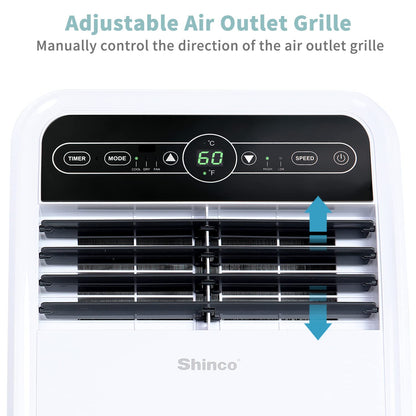 Shinco 8,000 BTU Portable Air Conditioner, AC Unit with Built-in Cool, Dehumidifier & Fan Modes for Room up to 350 sq.ft, Conditioner Remote Control, 24 Hour Timer, Installation Kit