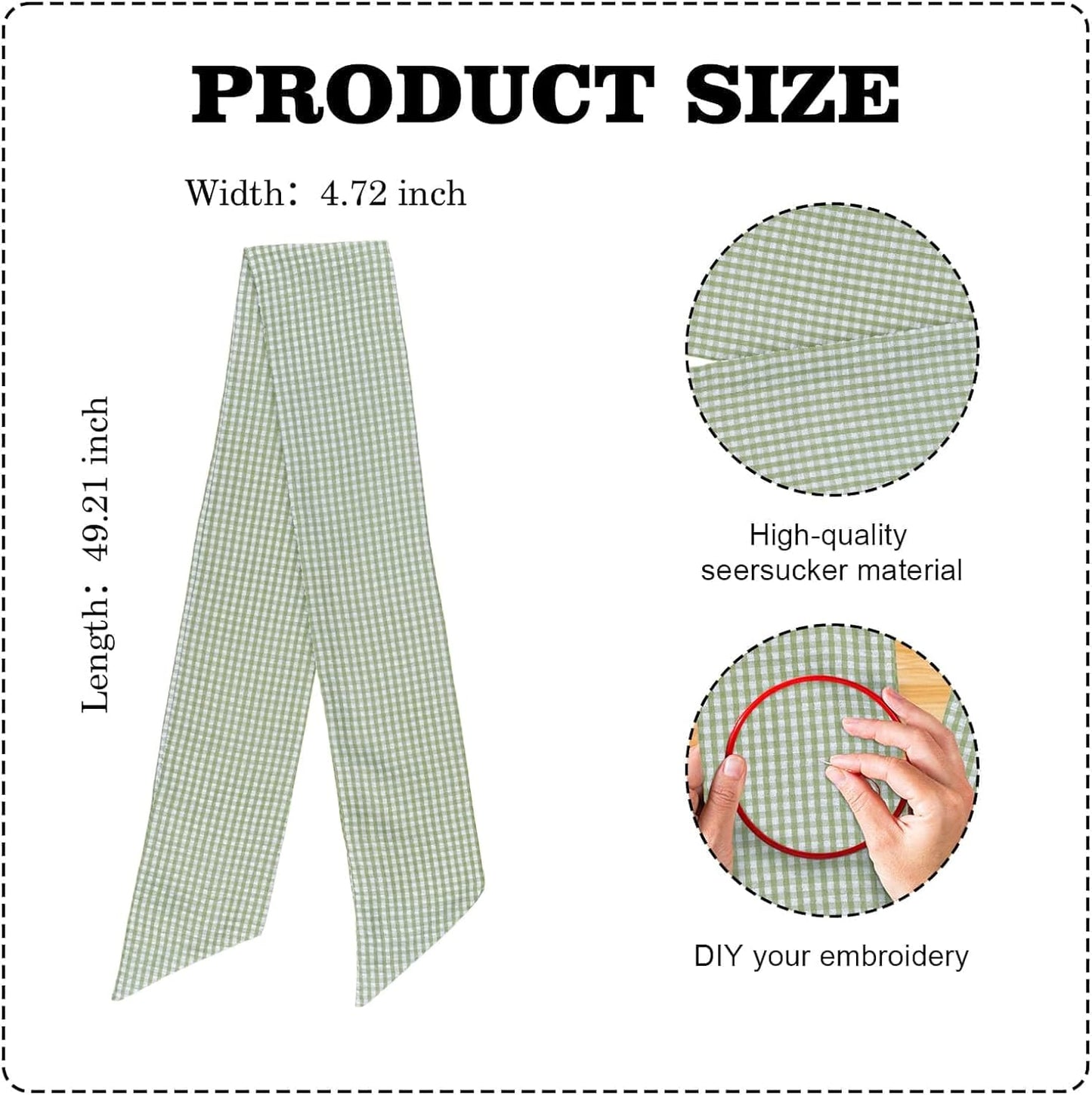 Regine Switzerland Green & White Gingham Wreath Sash - 5.12" Wide x 54.33" for Spring & Easter Decor