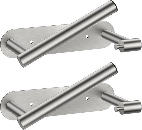 FORIOUS Toilet Paper Holder - Rustproof Stainless Steel Wall Mount | Pivoting Design, 2 Pack Brushed Nickel