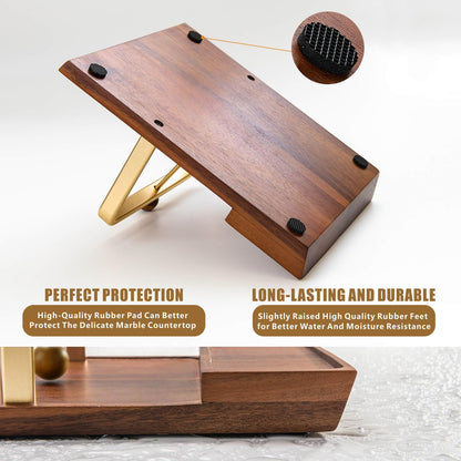 Wooden Napkin Holder with Salt and Pepper Shaker Holder, Two-in-one storage for napkins and seasoning bottles, Malfunction Salt Pepper Storage Holder and Napkin Caddy for Kitchen, Restaurant