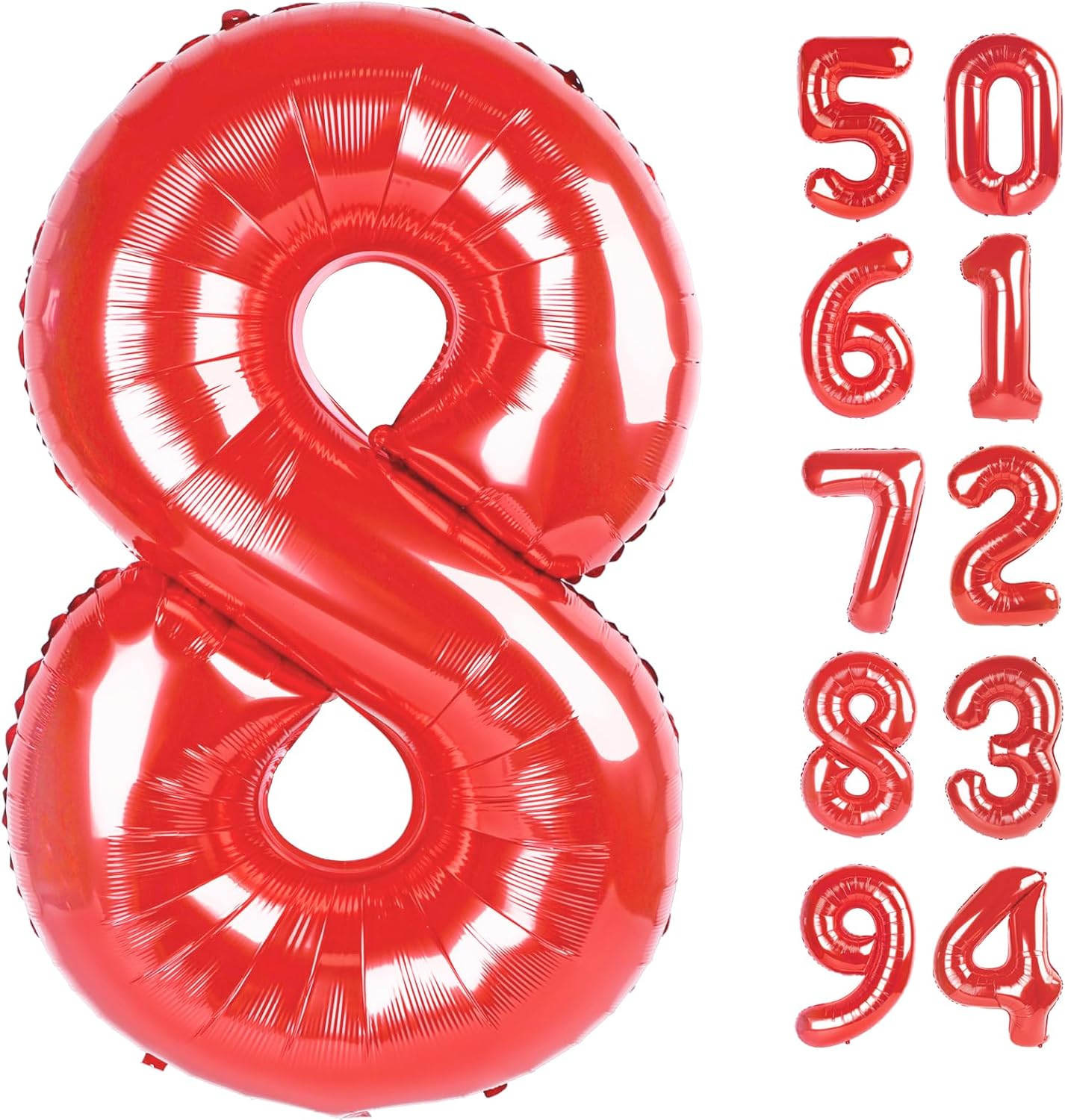 Red Number 8 Balloon - 40 Inch Birthday Decoration for 8th Party Supplies