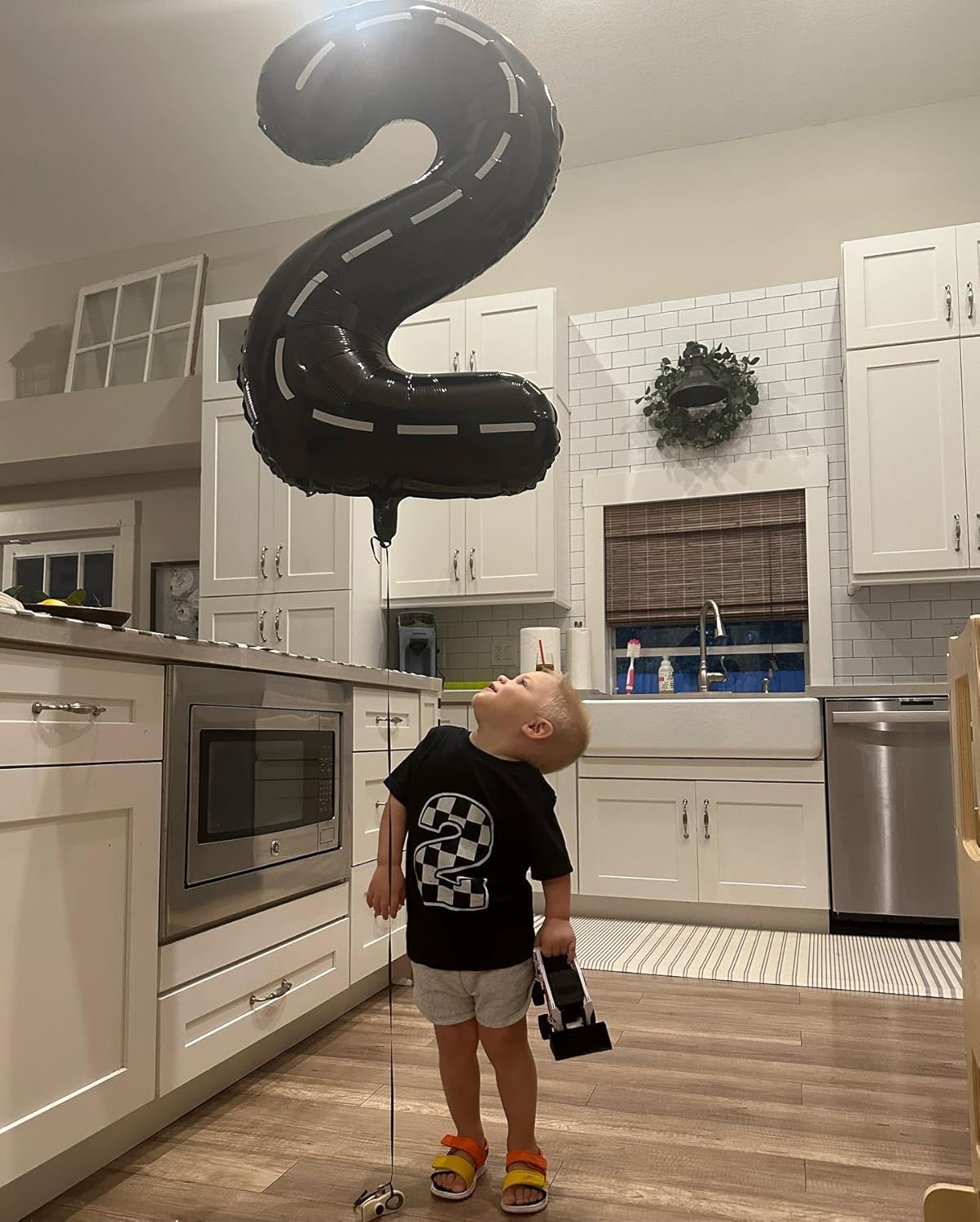 Race Car Number Balloon - 40 Inch Black 0 Balloon for Boys' Birthday Party Decorations