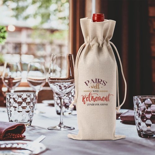 Funny Retirement Wine Bag Happy Retirement Gifts for Woman Men Pairs Well With Retired Gift for Women Leaving Gifts for Best Friends Coworkers Boss Nurse Teachers