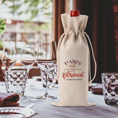 Funny Retirement Wine Bag Happy Retirement Gifts for Woman Men Pairs Well With Retired Gift for Women Leaving Gifts for Best Friends Coworkers Boss Nurse Teachers