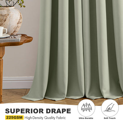 MIULEE Sage Green Blackout Curtains - Thermal Insulated Room Darkening Drapes | 84 Inches Long, 2 Panels