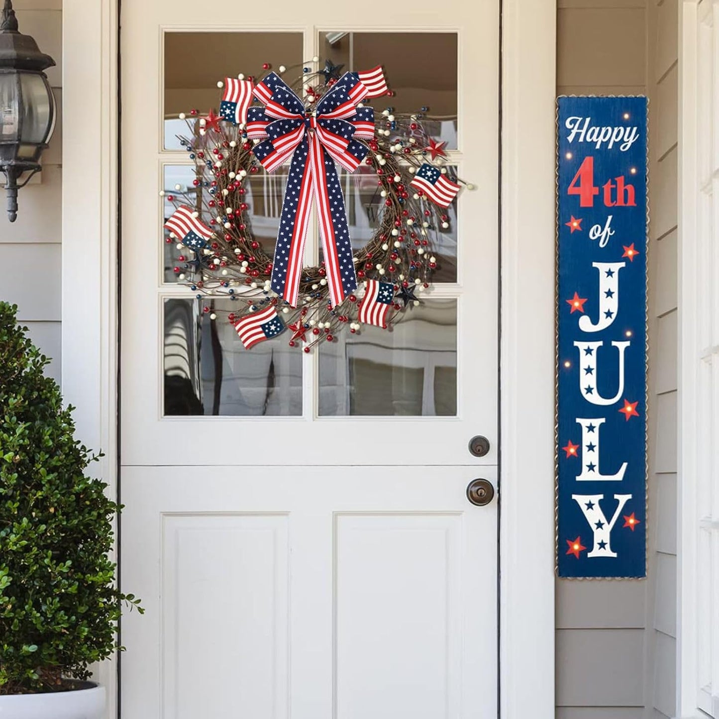 Meseey Extra Large Patriotic Bows - Waterproof American Flag Stars & Stripes Decor | 4th of July Party Bunting (Red, White, Blue)